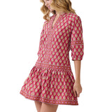 Border Print Drop Waist Mini Dress