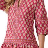 Border Print Drop Waist Mini Dress