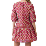 Border Print Drop Waist Mini Dress