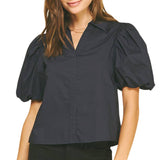 Bubble Sleeve Blouse Top
