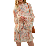 Cactus Vintage Print Pleated Mini Dress