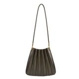 Carrie Olive Pleated Vegan Leather Shoulder Bag