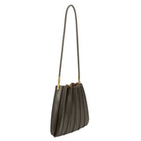 Carrie Olive Pleated Vegan Leather Shoulder Bag