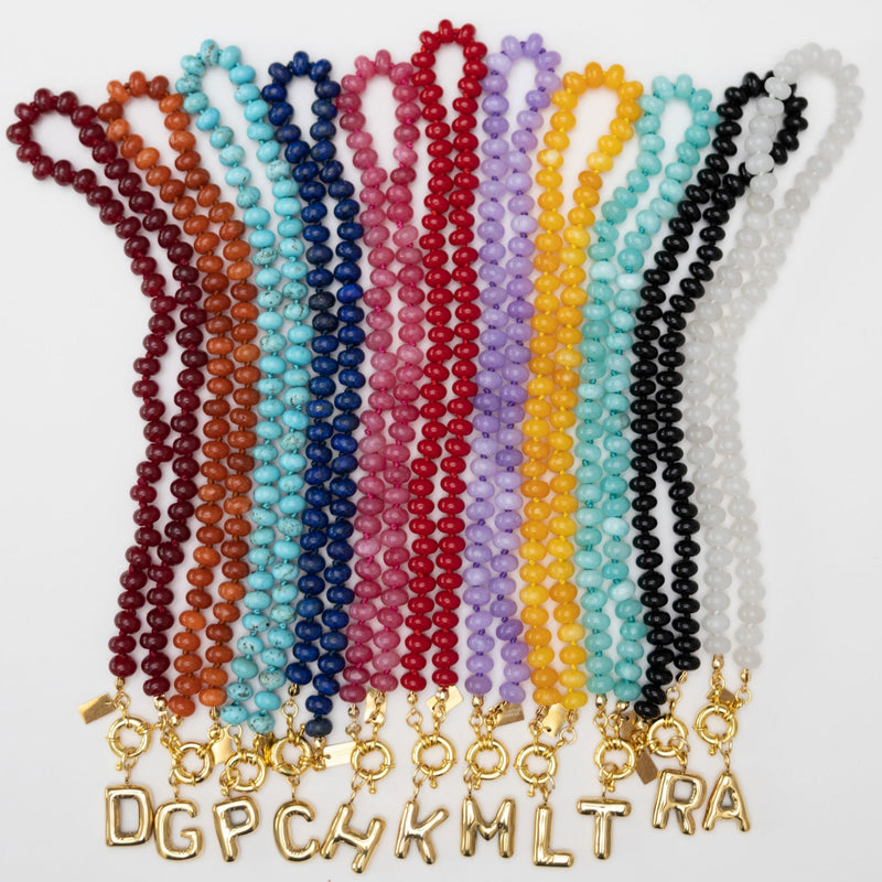 Sweet Stone Beaded Knotted Necklace - Lapis Lazuli