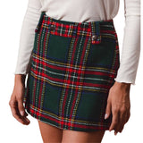 Christmas Checkered Plaid Holiday Skorts - Hunter Check