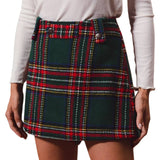Christmas Checkered Plaid Holiday Skorts - Hunter Check