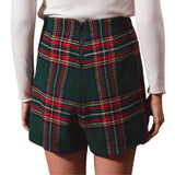 Christmas Checkered Plaid Holiday Skorts - Hunter Check