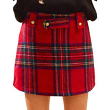 Christmas Checkered Plaid Holiday Skorts - Red Check