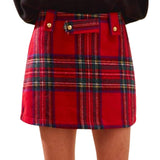 Christmas Checkered Plaid Holiday Skorts - Red Check