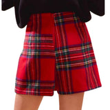 Christmas Checkered Plaid Holiday Skorts - Red Check