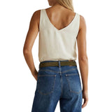 Classic V-neck Tank Top With Strap Accent