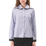 Cleo Blue Stripe Button-Up Blouse