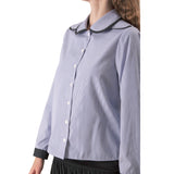 Cleo Blue Stripe Button-Up Blouse