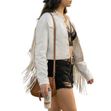 Cochella White Fringe Denim Jacket