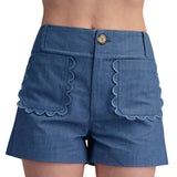 Colette Shorts Scallop Detail Pocket - Indigo