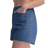 Colette Shorts Scallop Detail Pocket - Indigo