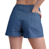 Colette Shorts Scallop Detail Pocket - Indigo