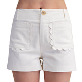 Colette Shorts Scallop Detail Pocket - Ivory