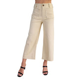 Colette Wide-Leg Scallop Pocket Pants - Bone
