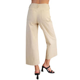 Colette Wide-Leg Scallop Pocket Pants - Bone