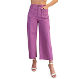 Colette Wide-Leg Scallop Pocket Pants - Lilac