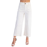 Colette Wide-Leg Scallop Pocket Pants - White