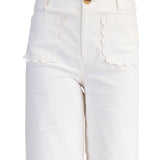 Colette Wide-Leg Scallop Pocket Pants - White