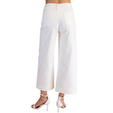 Colette Wide-Leg Scallop Pocket Pants - White