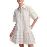 Collar Neck Short Sleeve Front Pockets Mini Dress