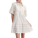 Collar Neck Short Sleeve Front Pockets Mini Dress