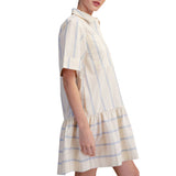 Collar Neck Short Sleeve Front Pockets Mini Dress