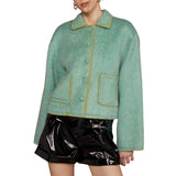 Contrast Embroidery Wool Jacket