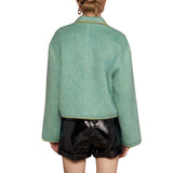 Contrast Embroidery Wool Jacket