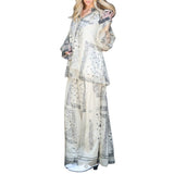 Contrast Paisley Sheer Top & Skirt Set