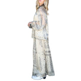 Contrast Paisley Sheer Top & Skirt Set