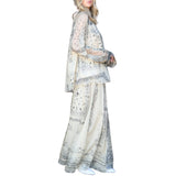 Contrast Paisley Sheer Top & Skirt Set