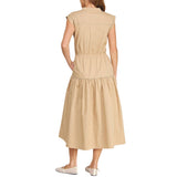 Contrast Piping Utility Midi Shirt Dress - Taupe