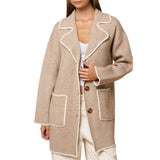 Contrast Trim Button Front Coat