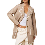 Contrast Trim Button Front Coat