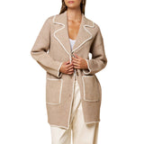 Contrast Trim Button Front Coat