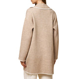 Contrast Trim Button Front Coat