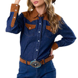 Corduroy and Denim Western Shirt