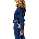 Corduroy and Denim Western Shirt