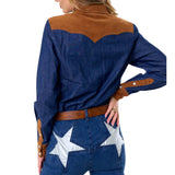 Corduroy and Denim Western Shirt