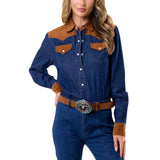 Corduroy and Denim Western Shirt