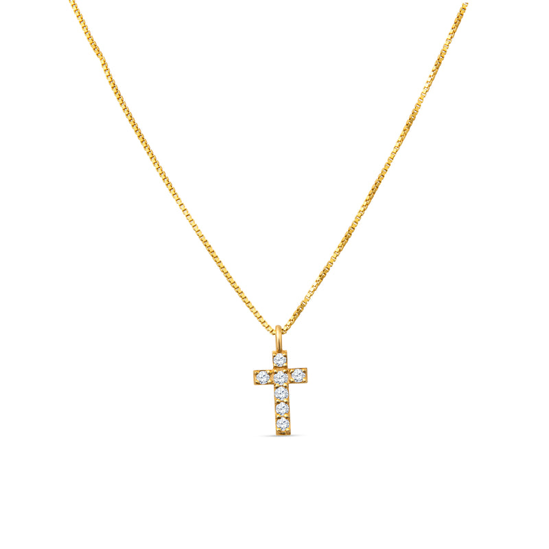 14K Dainty Diamond Cross Necklace