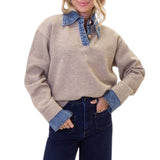 Denim Collar Novelty Sweater