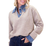 Denim Collar Novelty Sweater