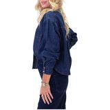 Denim Pearl Snap Contrast Stitch Pocket Top