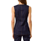 Denim Sleeveless Button-Down Top